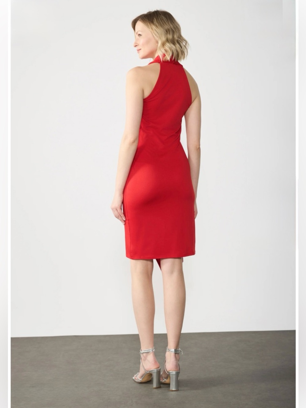 Donna Morgan Red Halter Midi Merlyn Monroe Dress Sz 6